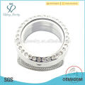 Factory price round crystal 316l living glass stainless steel floating lockets jewelry rings